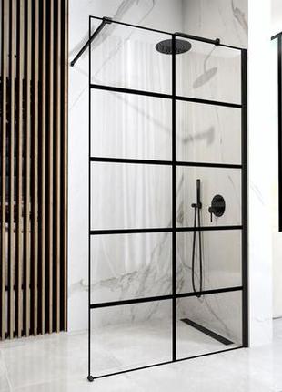 Стенка стеклянная для душа с держателем 195x80см rea bler-1 стекло прозрачное 8мм rea-k7952