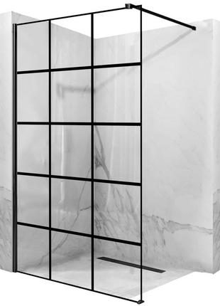 Перегородка стеклянная для душа rea bler-1 120x195см с держателем стекло прозрачное 8мм rea-k7957