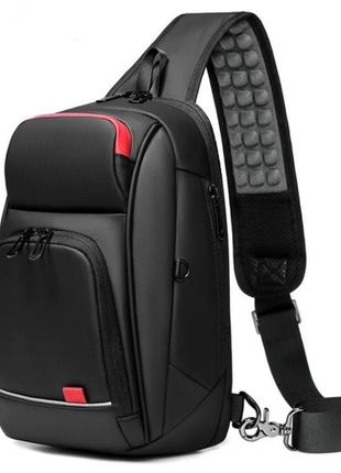 Сумка слинг однолямочная eurcool ec-1906 городская влагостойкая usb 7л цвет черный