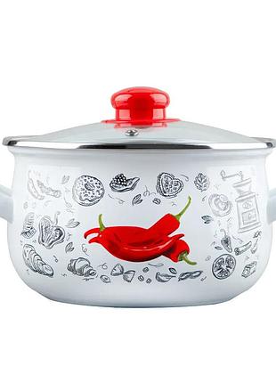 Набор кастрюль эмалированных "перчинка белая" 6 предметов 2,1л/3,1л/4л gusto