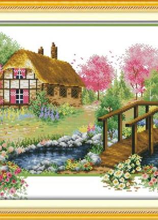 Набор для вышивания по нанесённой на канву схеме "spring". aida 14ct printed 55*38 см
