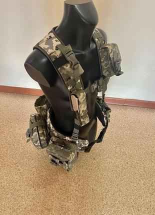 Розвантажувальний пояс рпс тактичний піксель (з підсумками)  армійський пояс для зсу тактичний на 8 підсумків