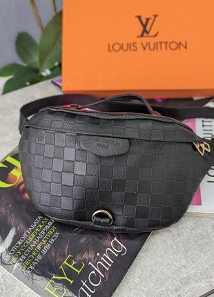 Жіноча бананка луї віттон louis vuitton чорна картата, поясна бананка