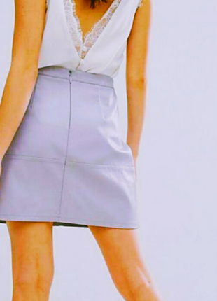 Лавандовая юбка из эко кожи на вискозе new look #35152 фото