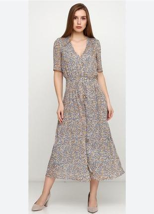 Шифонова сукня міді h&m в квітковий принт.