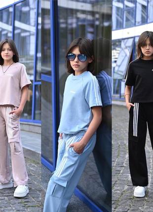 Дитячий підлітковий спортивний костюм для дівчинки футболка і брюки 140,146, 152, 158, 164, 170