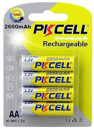 Акумулятор pkcell 1.2v aa 2600mah nimh rechargeable battery, 4 штуки у блістері ціна за блістер, q12