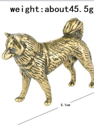 Фигурка статуэтка сувенир латунная металл латунь собака лайка хаски