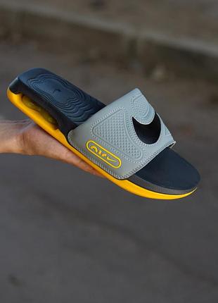 Шльопанці nike air max cirro slide sandals gray-yellow