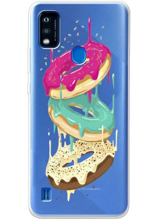 Чехол силиконовый с картинкой на zte blade a51 (цветные пончики)