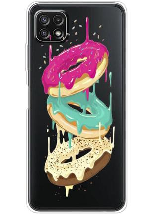 Чехол силиконовый с картинкой на samsung galaxy a22 5g (a226) (цветные пончики)