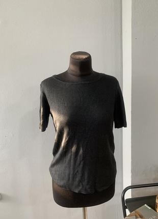 Блуза футболка с коротким рукавом zara, цвет черно-синий( крыло ворона)