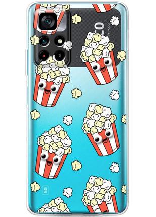 Чехол силиконовый с картинкой на xiaomi poco m4 pro 5g (попкорн с 3d глазами)