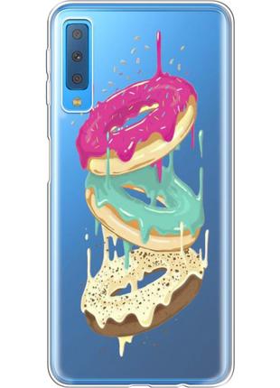 Чохол силіконовий з картинкою на samsung galaxy a7 2018 (a750) (кольорові пончики)