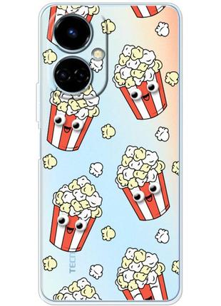 Чохол силіконовий з картинкою на tecno camon 19 (ci6n) (попкорн з 3d очима)