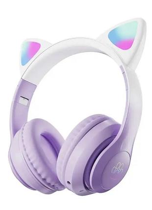 Бездротові навушники котячі вушка bluetooth stn-28 pro cat фіолетові