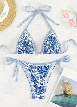 Раздельный купальник в цветочный узор