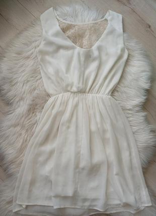 Нежное молочное легкое белн мини платье3 фото