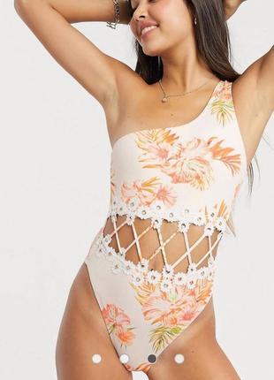 Фактурний купальник на одне плече river island, є чашечки  ✅xs, uk6
