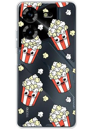 Чохол силіконовий з картинкою на tecno pova 5 (попкорн з 3d очима)
