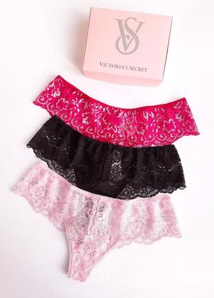 Набор кружевных трусиков victoria's secret виктория сикрет оригинал