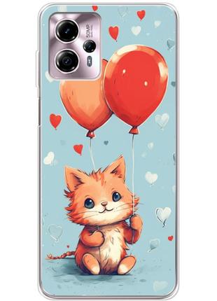 Чохол силіконовий з картинкою на motorola g13 (ілюстрація котик з кульками)
