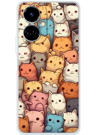 Чехол силиконовый с картинкой на tecno camon 19 (ci6n) (иллюстрация котики)