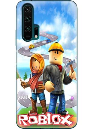 Чехол силиконовый с картинкой на huawei honor 20 pro (роблокс, roblox)
