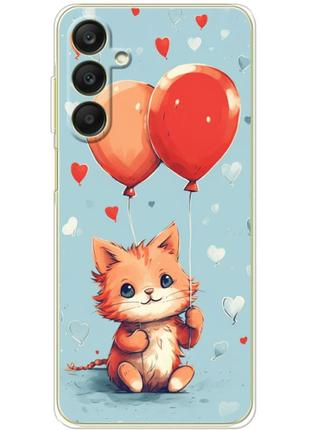 Чохол силіконовий з картинкою на samsung galaxy a25 (a256) (ілюстрація котик з кульками)