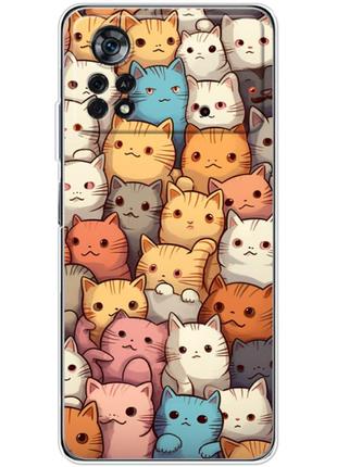 Чохол силіконовий з картинкою на xiaomi poco x4 pro 5g (ілюстрація котики)