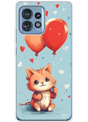 Чохол силіконовий з картинкою на motorola edge 40 pro (ілюстрація котик з кульками)