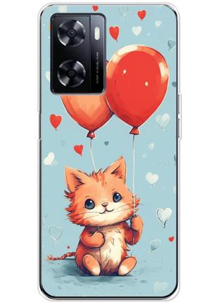 Чохол силіконовий з картинкою на oneplus nord n20 se (ілюстрація котик з кульками)