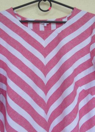 Льняная блуза в асимметричную полоску от cotton traders3 фото