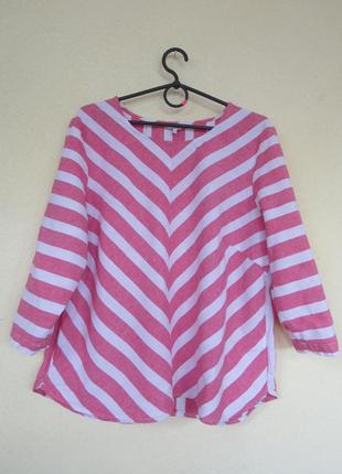 Льняная блуза в асимметричную полоску от cotton traders1 фото