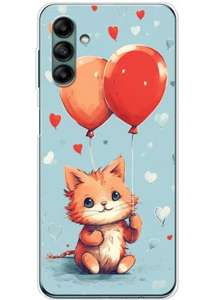 Чохол силіконовий з картинкою на samsung galaxy a04s (a047) (ілюстрація котик з кульками)