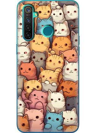 Чехол силиконовый с картинкой на realme 5 pro (иллюстрация котики)
