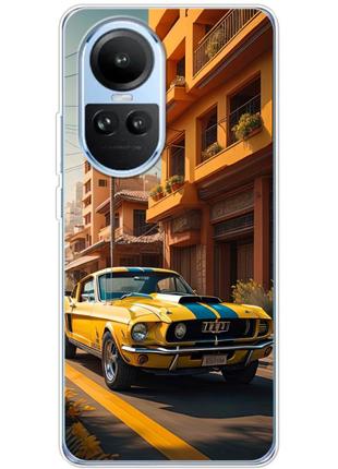 Чехол силиконовый с картинкой на oppo reno 10 pro (машина ford mustang)