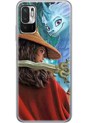 Чохол силіконовий з картинкою на xiaomi redmi note 10 5g (мультик, рая та дракон сісу)