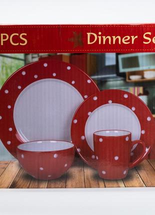 Столовый сервиз тарелок и кружек на 4 персоны керамический серый6 фото