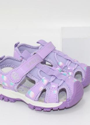 Спортивні бузкові босоніжки для дівчаток на липучках