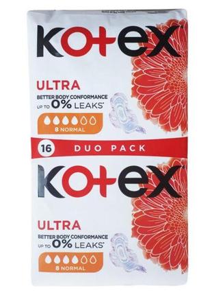 Прокладки kotex ultra dry нормал (4 капли) 16 шт.(мягкая сеточка) котекс