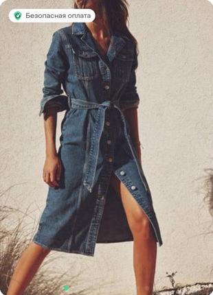 Джинсовое платье, рубашка, платье миди zara