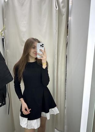 Сукня чорна з білим подʼюбніком