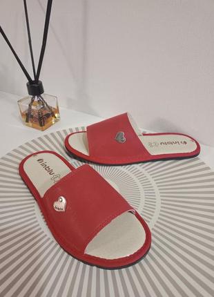 Жіночі шкіряні гарні легенькі кімнатні капці тапочки шльопаньці inblu.