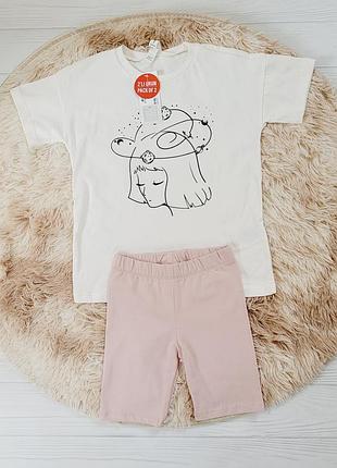 Костюм на дівчинку футболка шорти велосипедки de facto p. 110-116