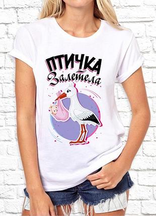 Футболка для беременной push it с надписью "птичка залетела"