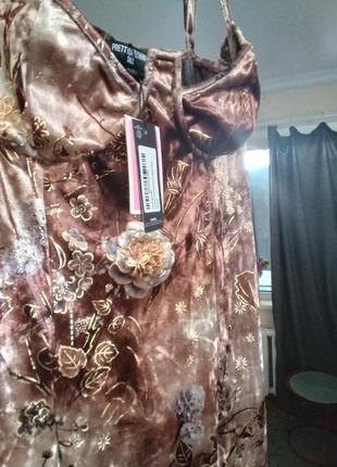 Распродажа платье prettylittlething сияющее велюровое asos с глиттером3 фото