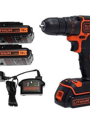 Дрель-шуруповерт аккумуляторная black+decker bdcdc18b (spb) 2
