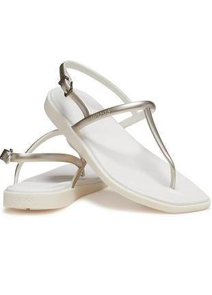 Крокс маямі босоніжки крокс сріблясті crocs miami thong flip metallic chalk