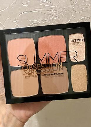 Catrice summer obsession палетка для лица. румяна, хайлайтер, контур, бронзер. lamel, eveline